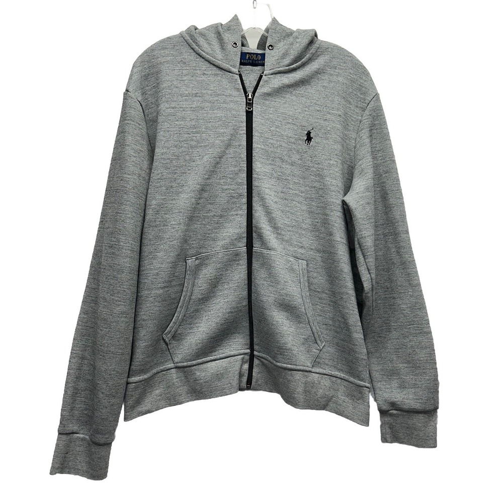 Polo Ralph Lauren Mens Size L Gray Full Zip Pullover Hoodie Sweatshirt (J7)